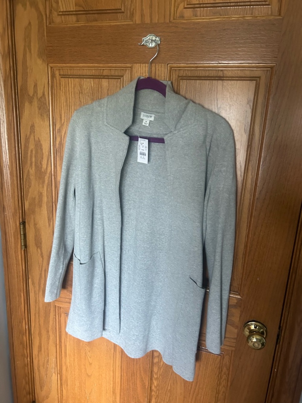 J. Crew Light Gray Open-Front Knit Blazer